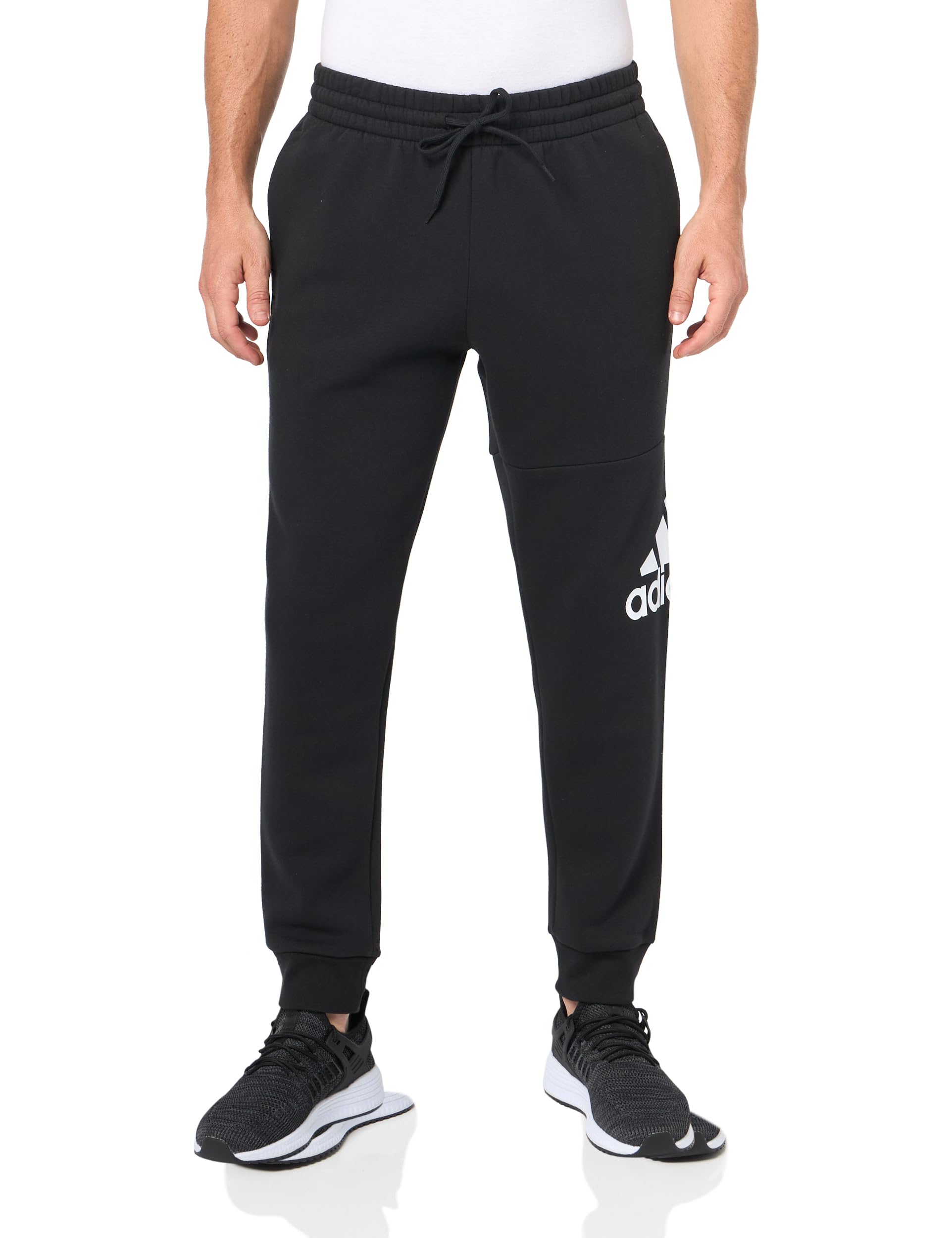 Adidas Men's Essentials Fleece Jogger Pants with Tapered Cuff & Big Logo - Comfortable Athletic Sweatpants for Gym, Running, Lounge & Casual Wear