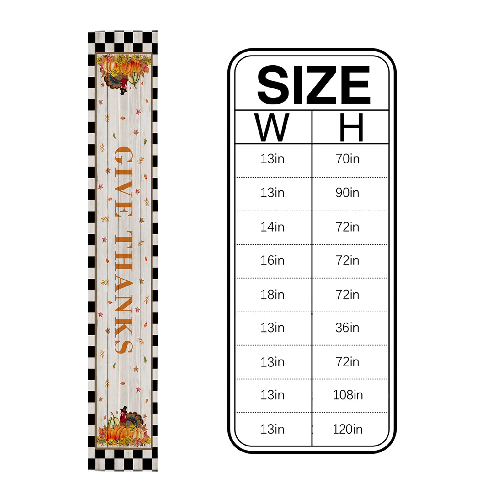 Thanksgiving Table Runner - 72 Inch Burlap Holiday Table Decor with Fall Harvest Pumpkins & Sunflowers in Black White Plaid for Home, Kitchen, Party, Dining & Coffee Tables - Perfect for Autumn Gatherings & Seasonal Decor