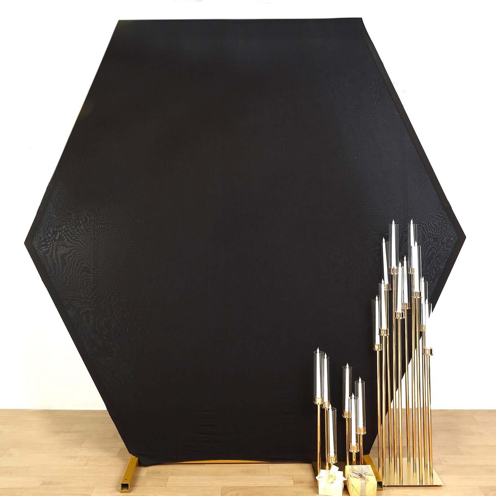 8ft Black 2-Sided Spandex Wedding Arch Cover for Outdoor Ceremonies
