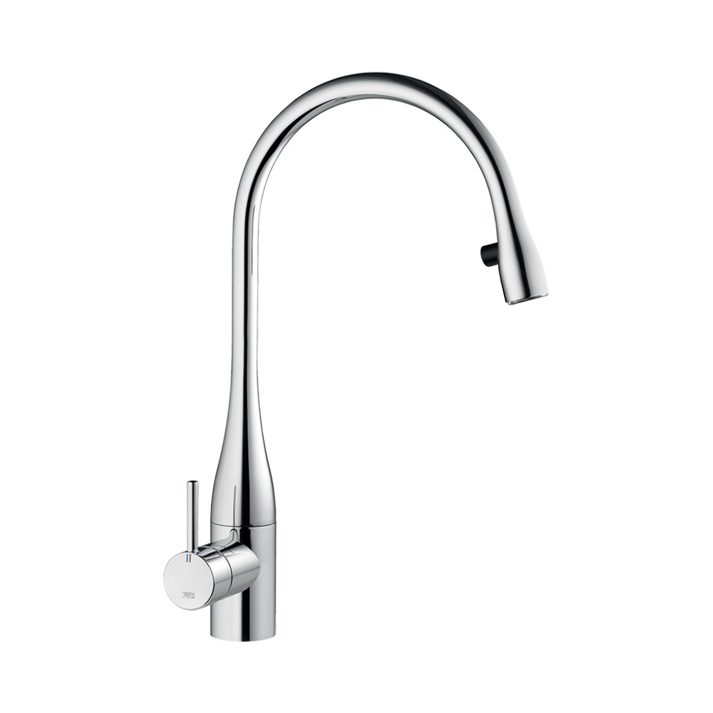 KWC Eve Chrome Pull Out Kitchen Faucet with LED Light - Modern Touchless Water Tap for Sink, Perfect for Home, Restaurant, and Commercial Use