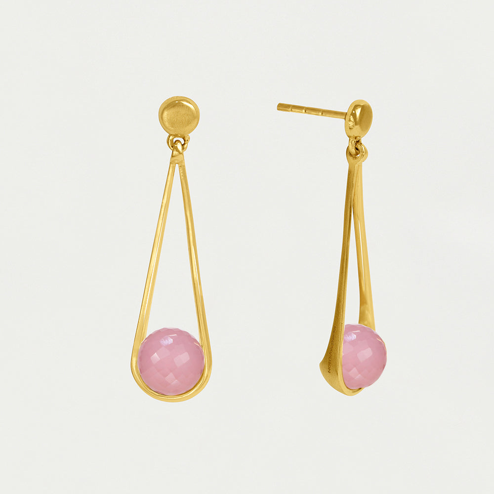 Pink Chalcedony Mini Ipanema Earrings - Dainty Gemstone Stud Earrings for Women | Perfect for Everyday Wear, Gift Giving & Boho Fashion