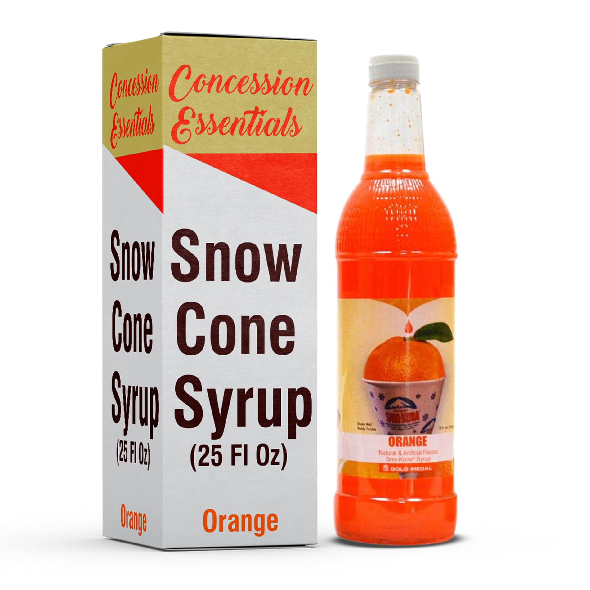 Premium Orange Snow Cone Syrup (25 Fl Oz) - Concession Stand & Party Essential - Perfect for Summer Treats, Carnival Events & Home Snow Cone Machines