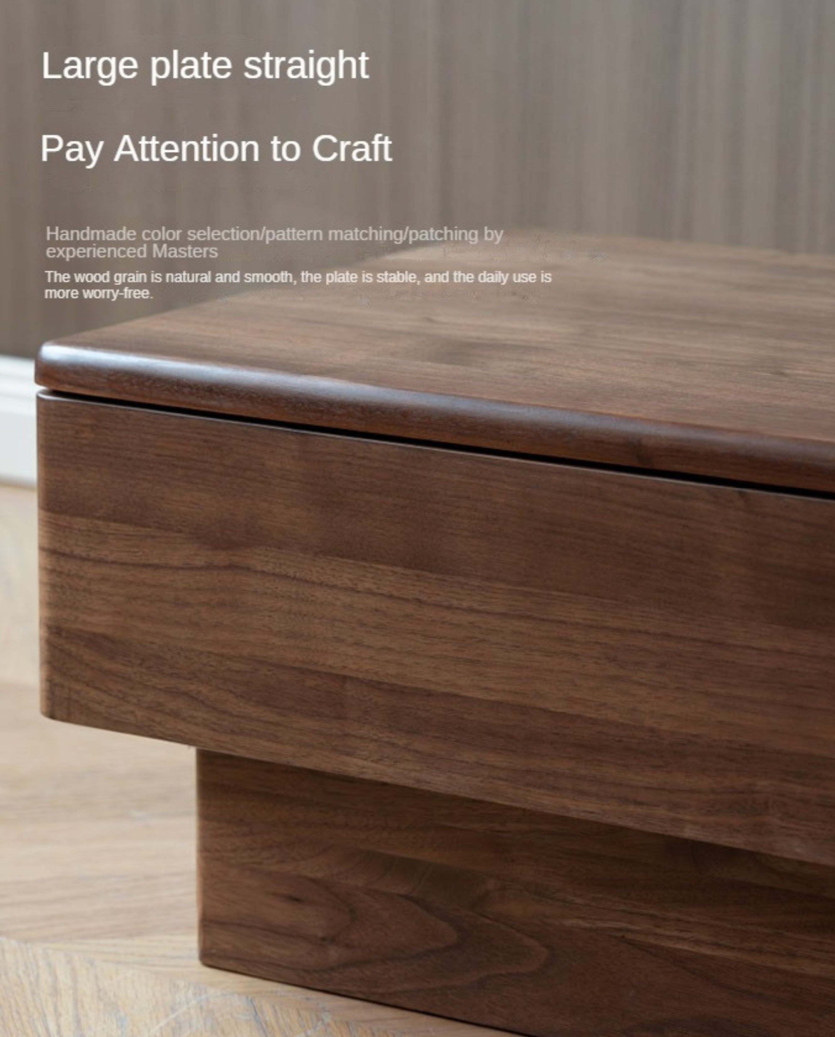 Premium Black Walnut Solid Wood Nightstand with LED Light Drawer - Stylish Bedside Table for Bedroom, Living Room, or Guest Room