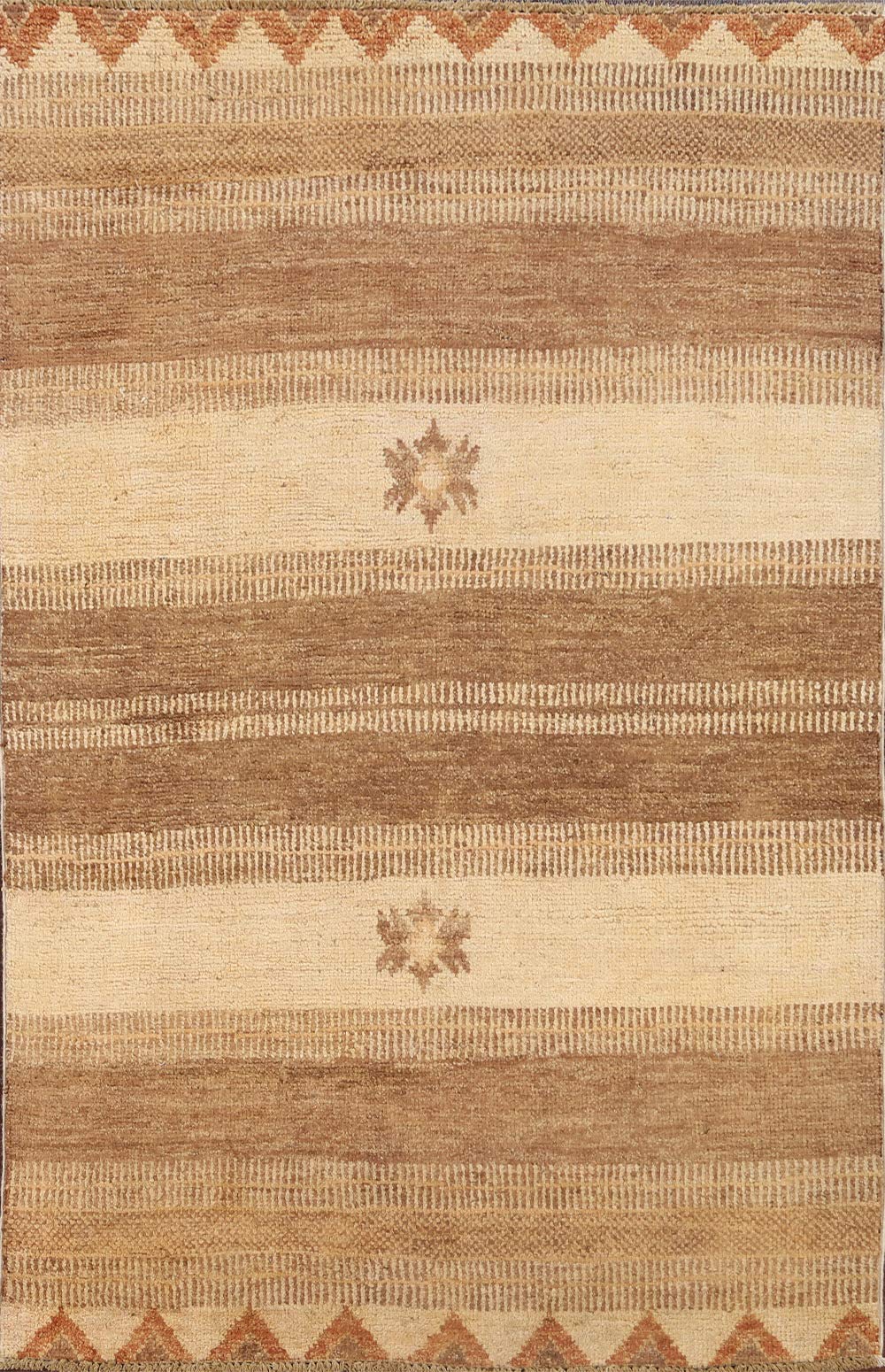 Hand-Knotted Wool Chevron Stripe Oriental Gabbeh Kashkoli Area Rug 4x6 (4' x 5'10