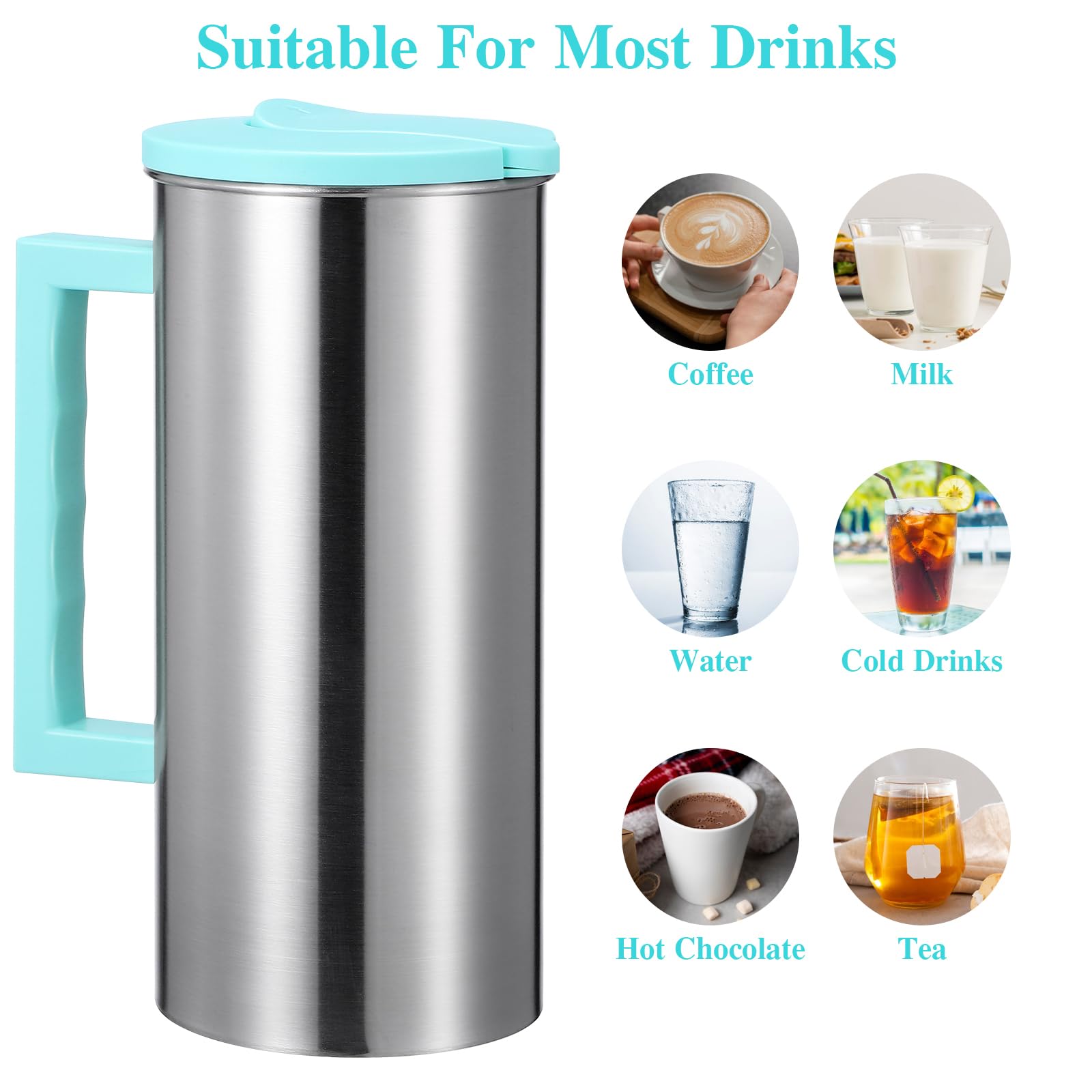 Stainless Steel Cold Brew Coffee Maker with Scale & Tea Infuser - 32oz Iced Coffee & Tea Pitcher for Refreshing Cold Brew Drinks - Perfect for Home, Office & Outdoor Use