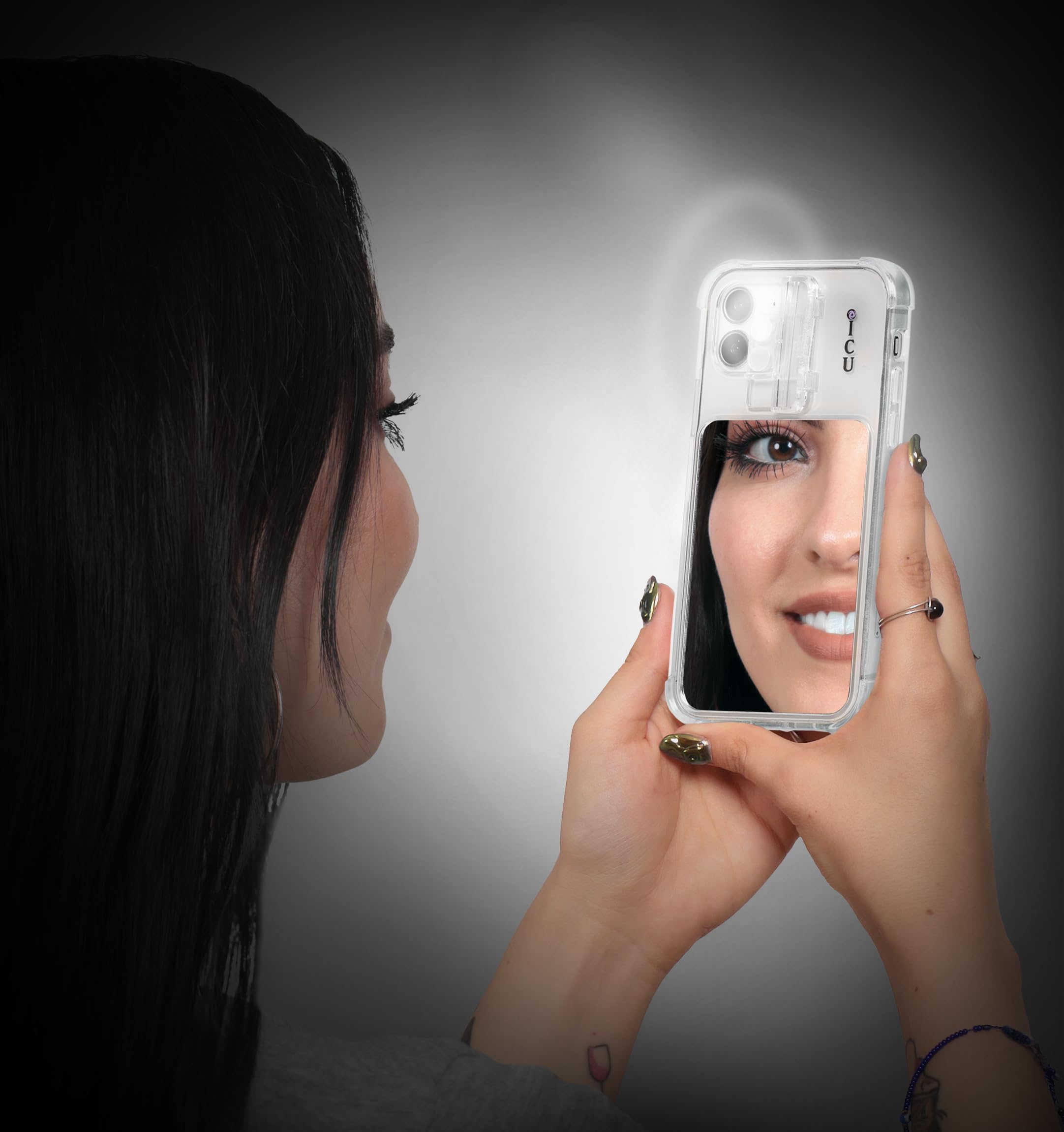 ICU Mirror Cell Case for iPhone 12 - Lighted Selfie Case with Vanity Mirror & Magsafe Compatibility | Shockproof Clear Cover for Women & Men | Perfect for Makeup Touch-ups, Selfies & Nighttime Use