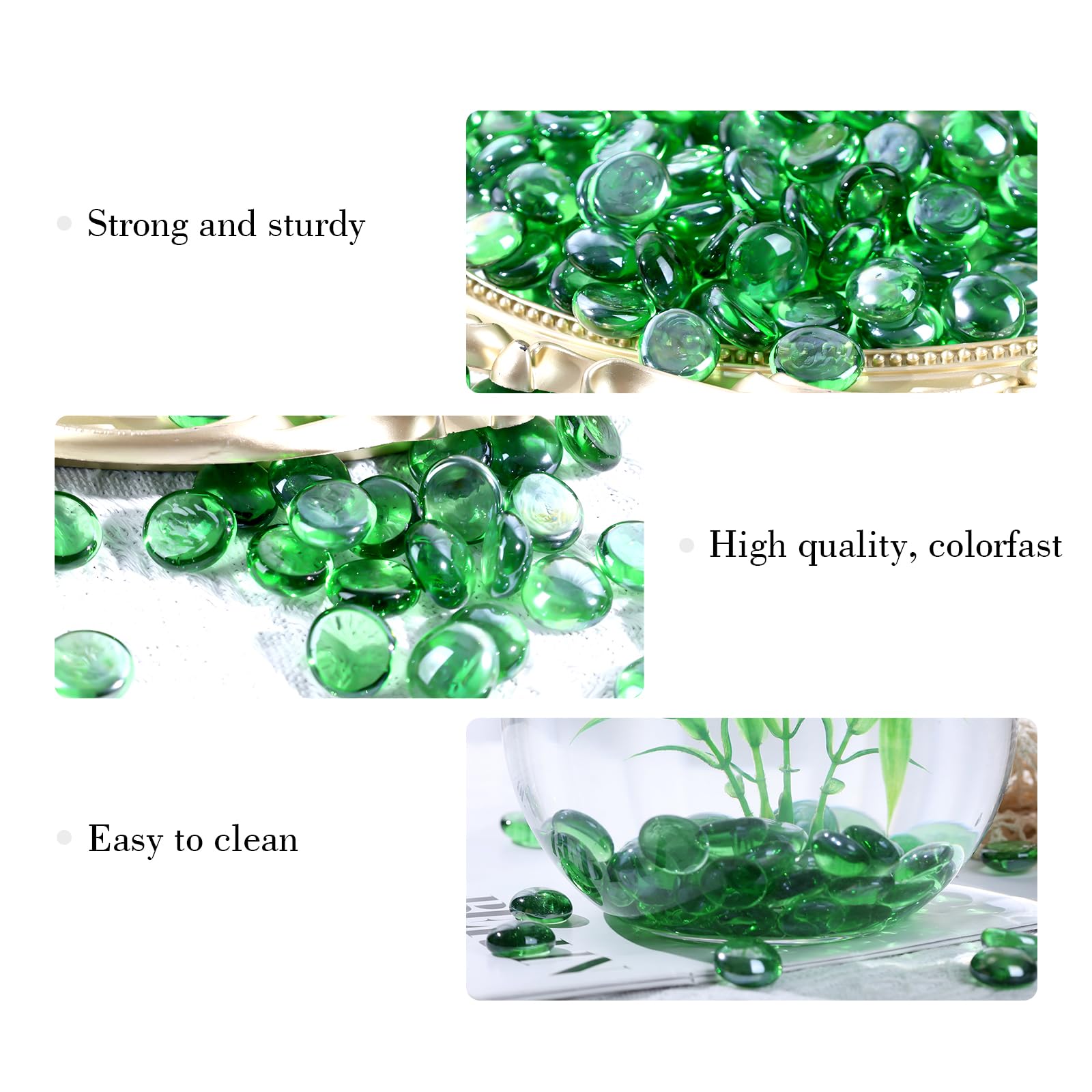 DomeStar 2LB Green Flat Glass Marbles for Vases, Aquariums & DIY Crafts - Decorative Pebbles, Fish Tank Rocks, Table Scatter - Perfect for Home Decor, Wedding Centerpieces & Party Decorations