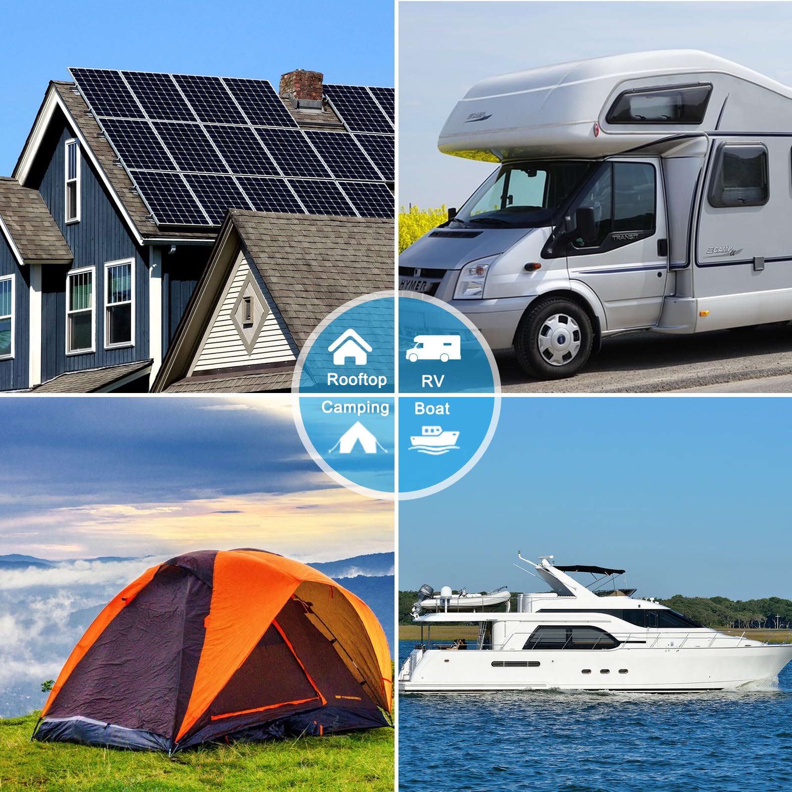 DYVIAHOME 50W 12V Monocrystalline Solar Panel Kit with 10A Charge Controller - Battery Maintainer for RV, Car, Boat - Includes Extension Cable & Battery Clips - Perfect for Off-Grid Camping, Rooftop & Outdoor Power Applications
