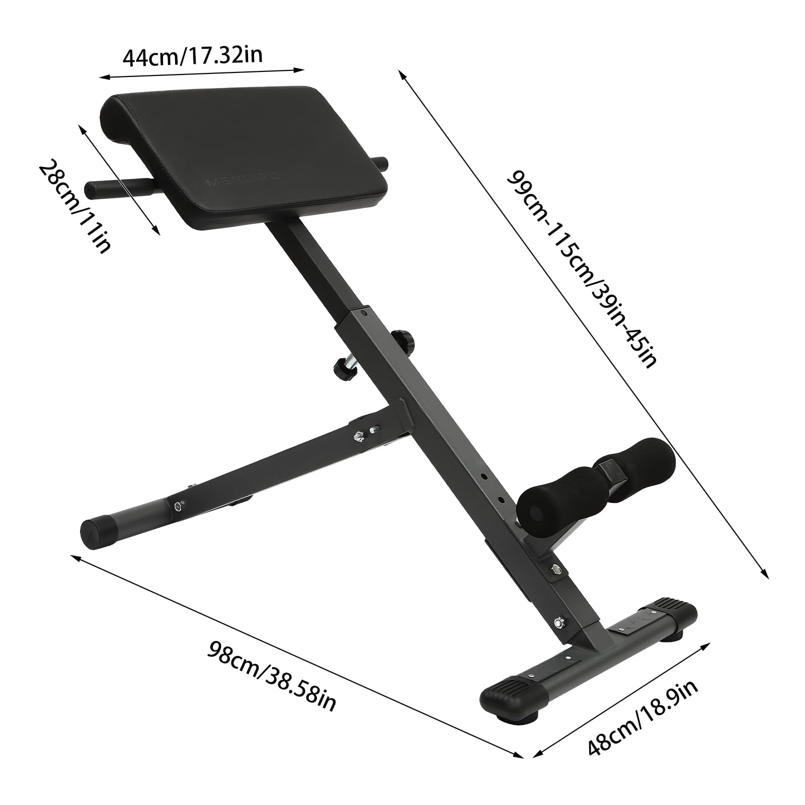 Adjustable Roman Chair Hyperextension Bench - 39-45 Inch Multipurpose Back Extension Machine for Home Gym, 330 lbs Weight Capacity - Perfect for Core Workouts, Lower Back Pain Relief & Strength Training