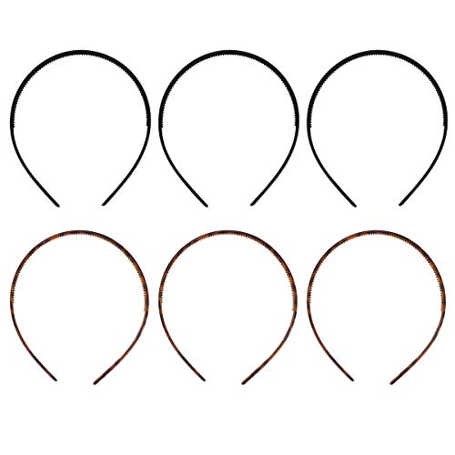 6-Piece Plastic Teeth Buckle Headbands for Girls - Non-Slip Hair Hoops for School, Sports, and Daily Styling