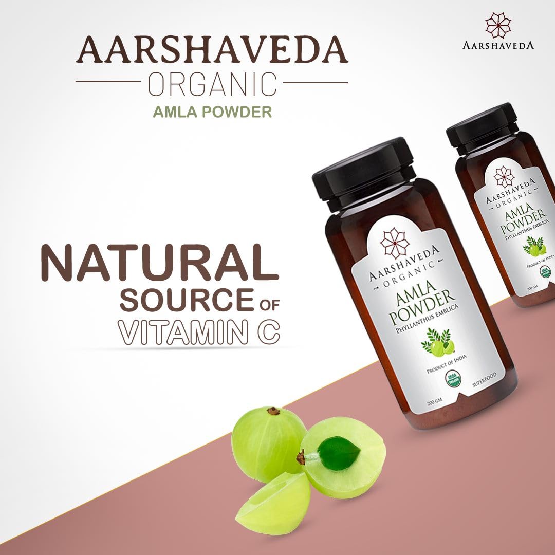 Organic Amla Powder (Indian Gooseberry) for Hair Growth & Skin Care - 200Gm | Natural Scalp Treatment & Edible Supplement | No Preservatives | Perfect for Smoothies, Face Masks & Hair Treatments