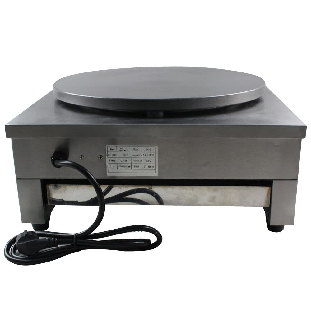 Commercial Crepe Maker Machine 16 Inch - 3000W Heavy Duty Round Pancake Griddle with Cast Iron Cooking Surface & Food-Grade Non-Stick Coating, Indicator Lights - Perfect for Restaurants, Cafes, Breakfast Buffets & Catering Businesses