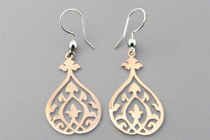 Elegant Pear Drop Earrings in Copper & Silver - Perfect for Weddings, Parties & Special Occasions