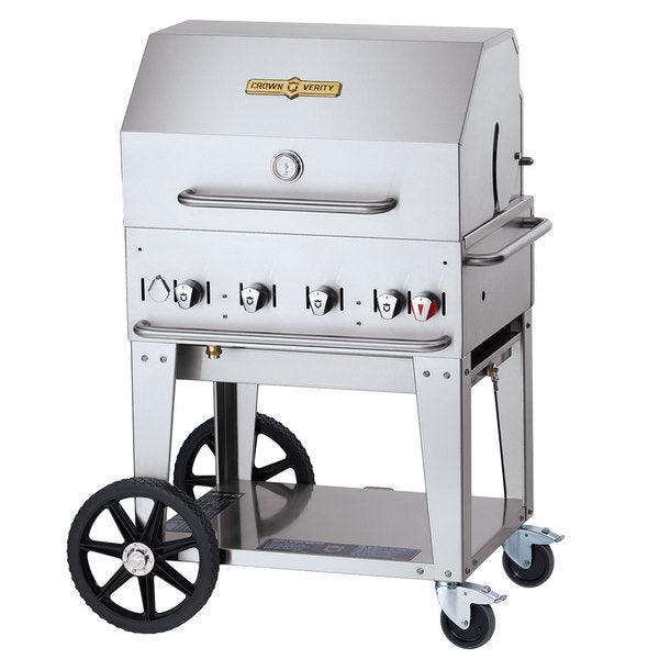 Crown Verity CV MCB 36RDP 36-Inch Mobile BBQ Grill with Roll Dome Package - Liquid Propane Gas Grill for Outdoor Cooking, Backyard Parties, and Tailgating
