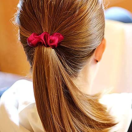 FAMEZA 6 Pack Satin Hair Scrunchies for Women - Soft Elastic Hair Ties, Ponytail Holders, Hair Accessories for Girls (Brown) - Perfect for Work, Gym, Yoga & Everyday Use