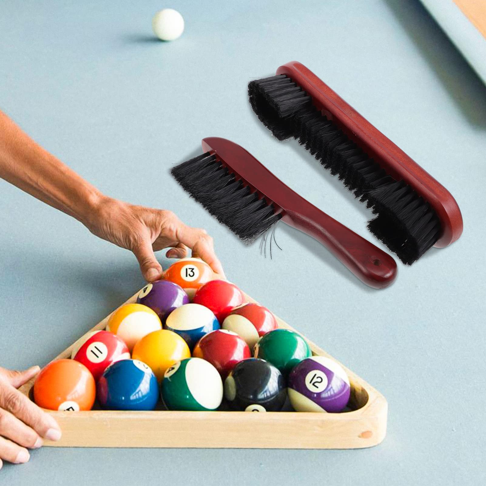 LIOOBO 2-Pack Billiard Table Broom - Wooden Handle Pool Table Sweeper & Cleaner Brush for Dust and Debris Removal - Perfect for Home Game Rooms, Bars, and Billiard Halls
