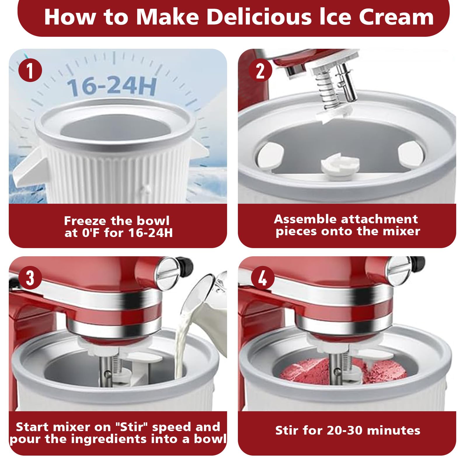 KitchenAid Ice Cream Maker Attachment - 2-Quart Frozen Dessert Maker for Stand Mixers, Fits 4.5-7Qt Models (Tilt-Head & Bowl-Lift), Perfect for Homemade Ice Cream, Sorbet & Gelato - Ideal for Summer Treats & Family Gatherings