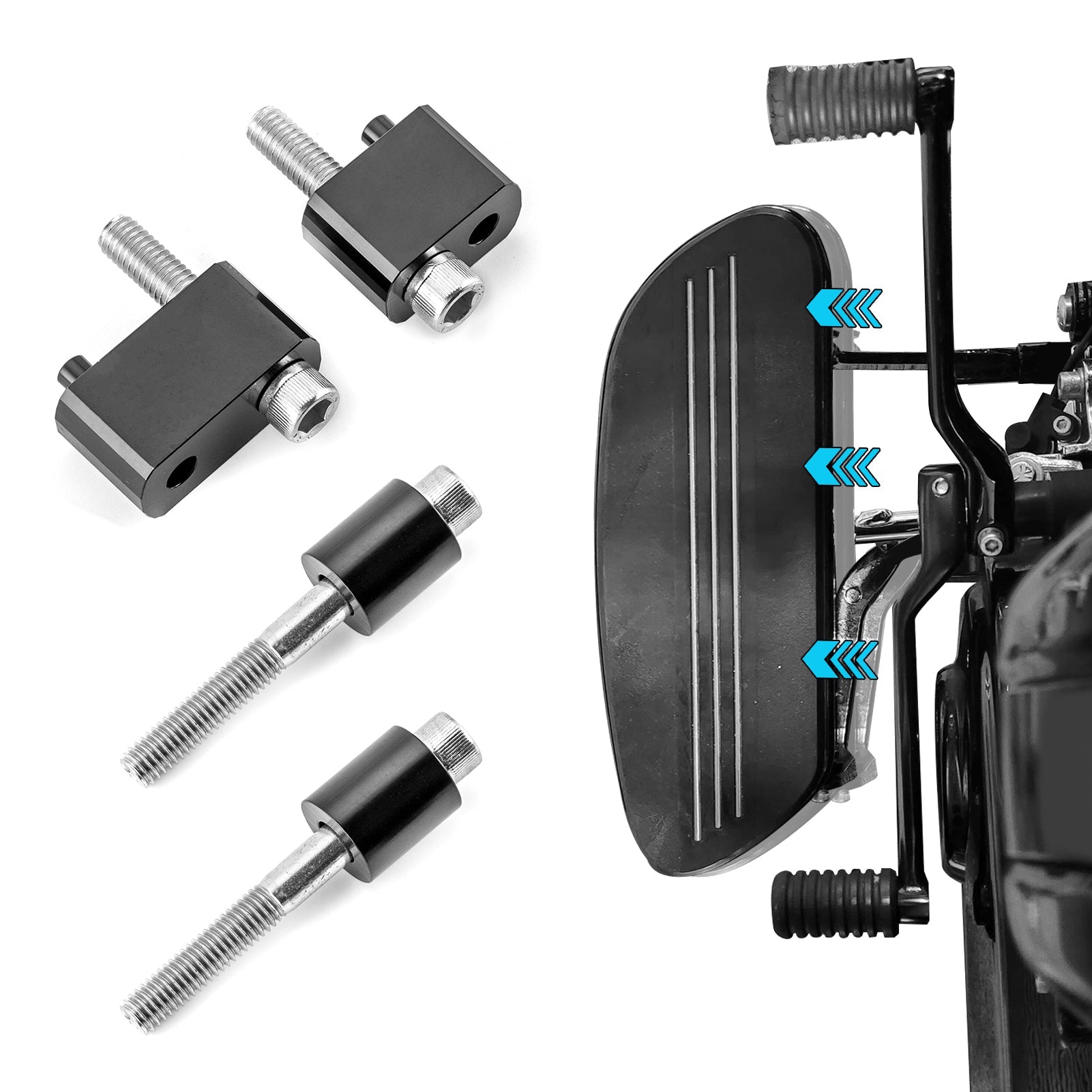 2009-2025 Harley Touring FLHT FLHR FLTR Aluminum Alloy Driver Floorboard Extension Spacers - Improve Comfort & Control for Long Rides & Highway Cruising