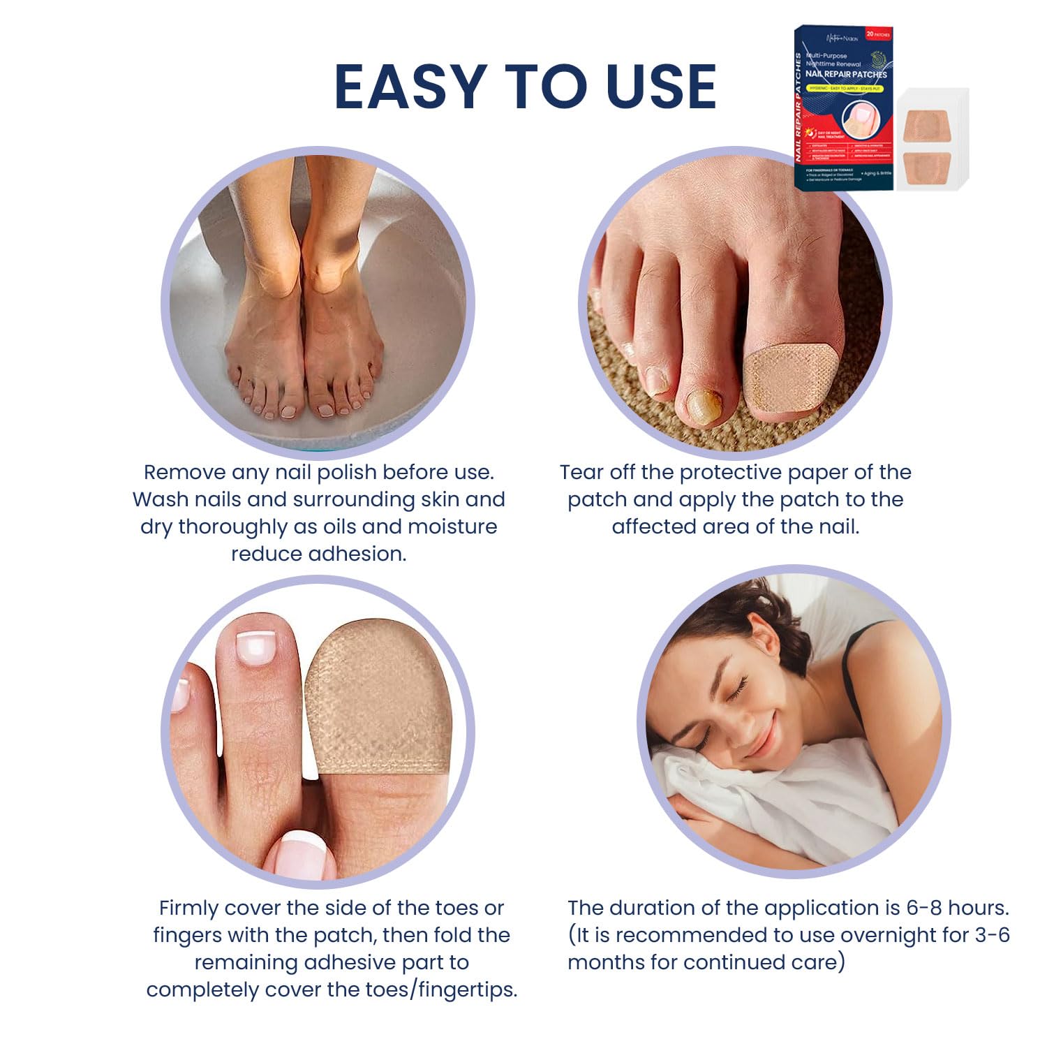 Extra Strength Toenail & Fingernail Fungus Treatment - Fast-Acting Nail Repair Solution with Nighttime Renewal Patches | Effective for Athlete's Foot, Discolored Nails & Fungal Infections at Home