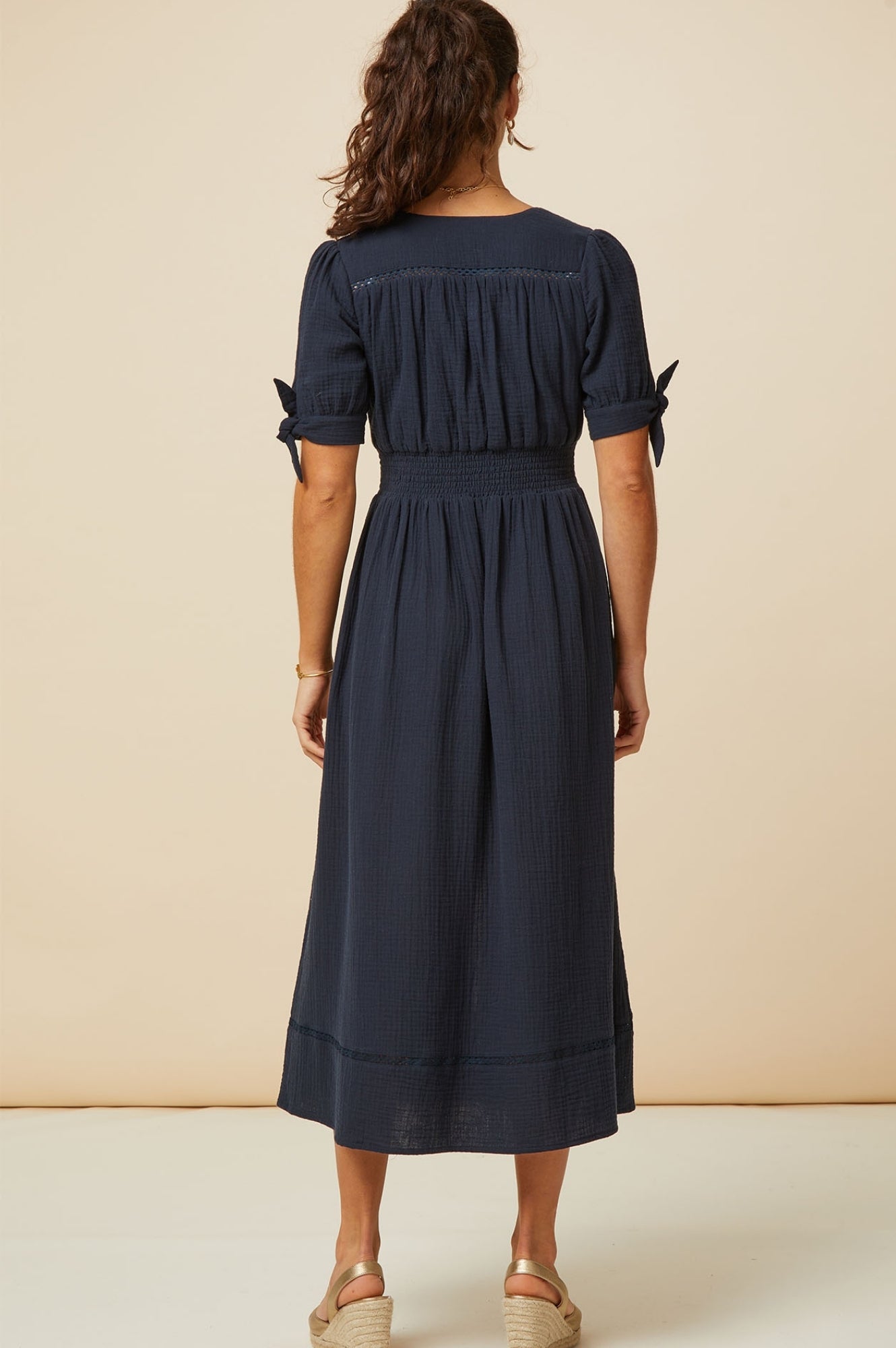 Olga Cheesecloth Dress for Women - Navy Blue Boho Maxi Dress | Perfect for Beach, Summer, and Casual Outings