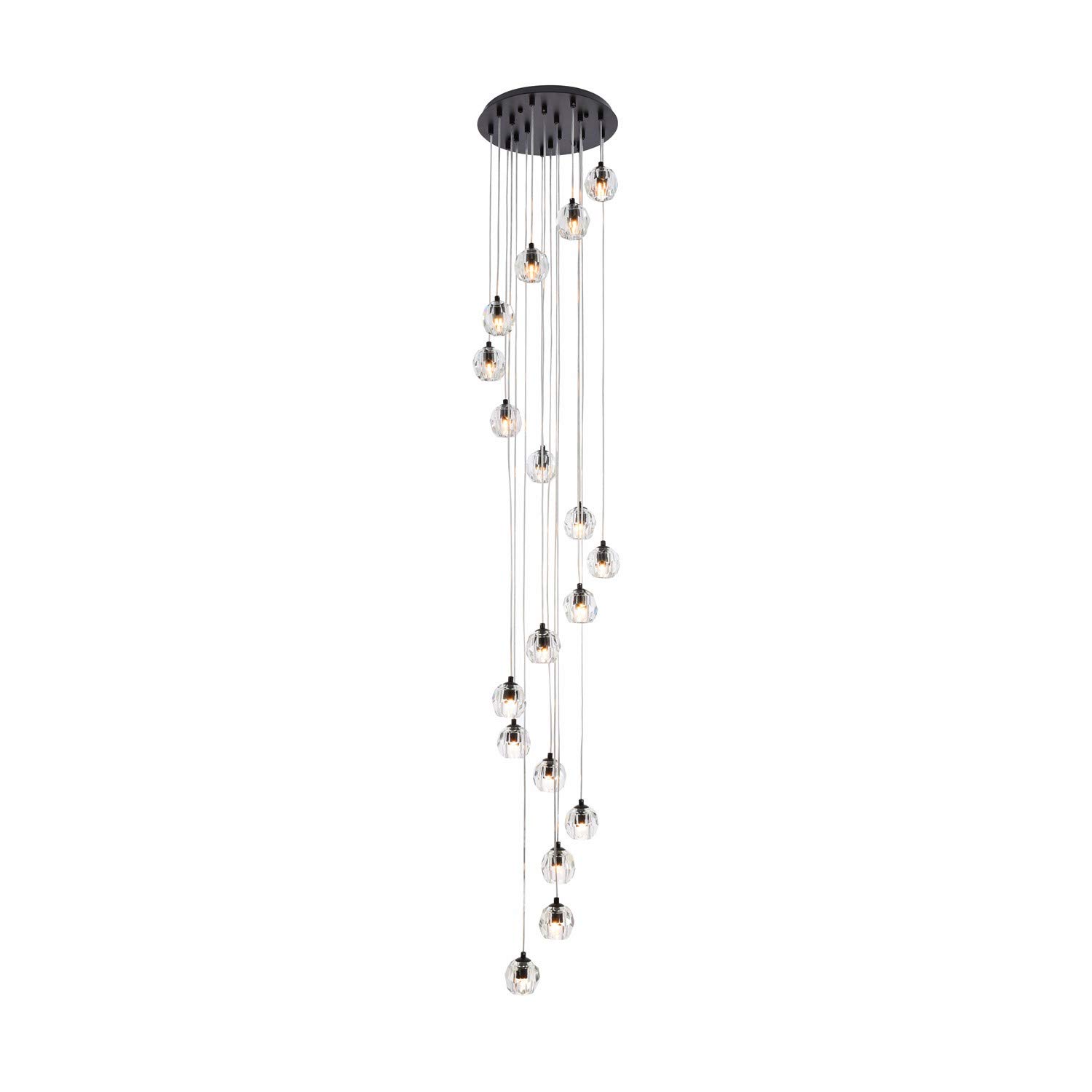 Eren 18-Light Black Modern Chandelier - Elegant Dining Room Pendant Lighting for Kitchen Island, Living Room, and Bedroom