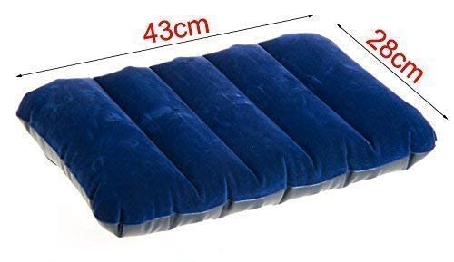 Inflatable Velvet Travel Neck Pillow for Airplane, Car, Camping - Soft & Comfortable Support for Adults, Kids & Babies - Blue (Pack of 1) | Perfect for Long Flights, Road Trips & Backpacking Adventures