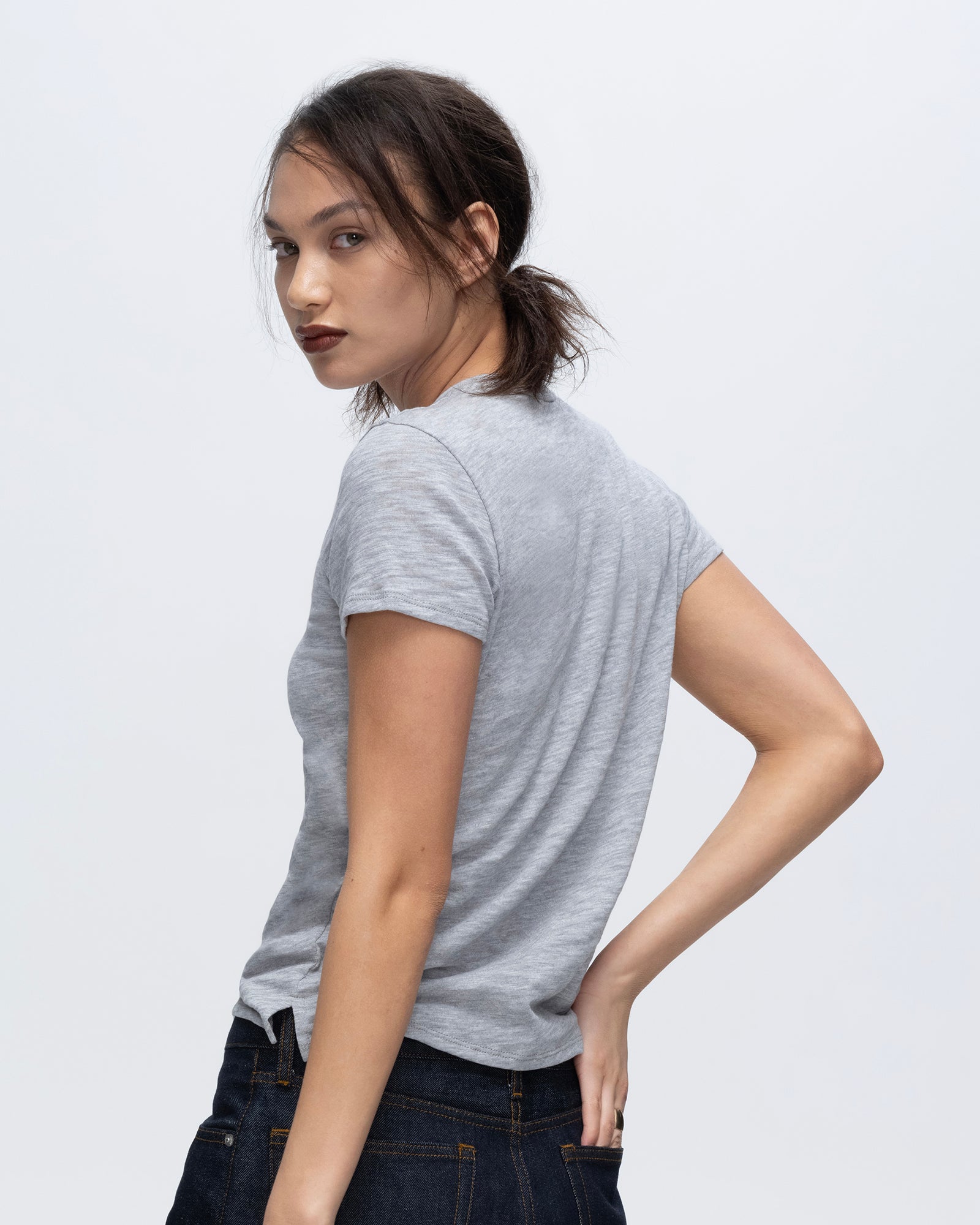Slub Jersey Schoolboy Crew Neck T-Shirt - Soft Heather Grey Cotton Tee for Boys | Perfect for School, Playdates & Casual Outings