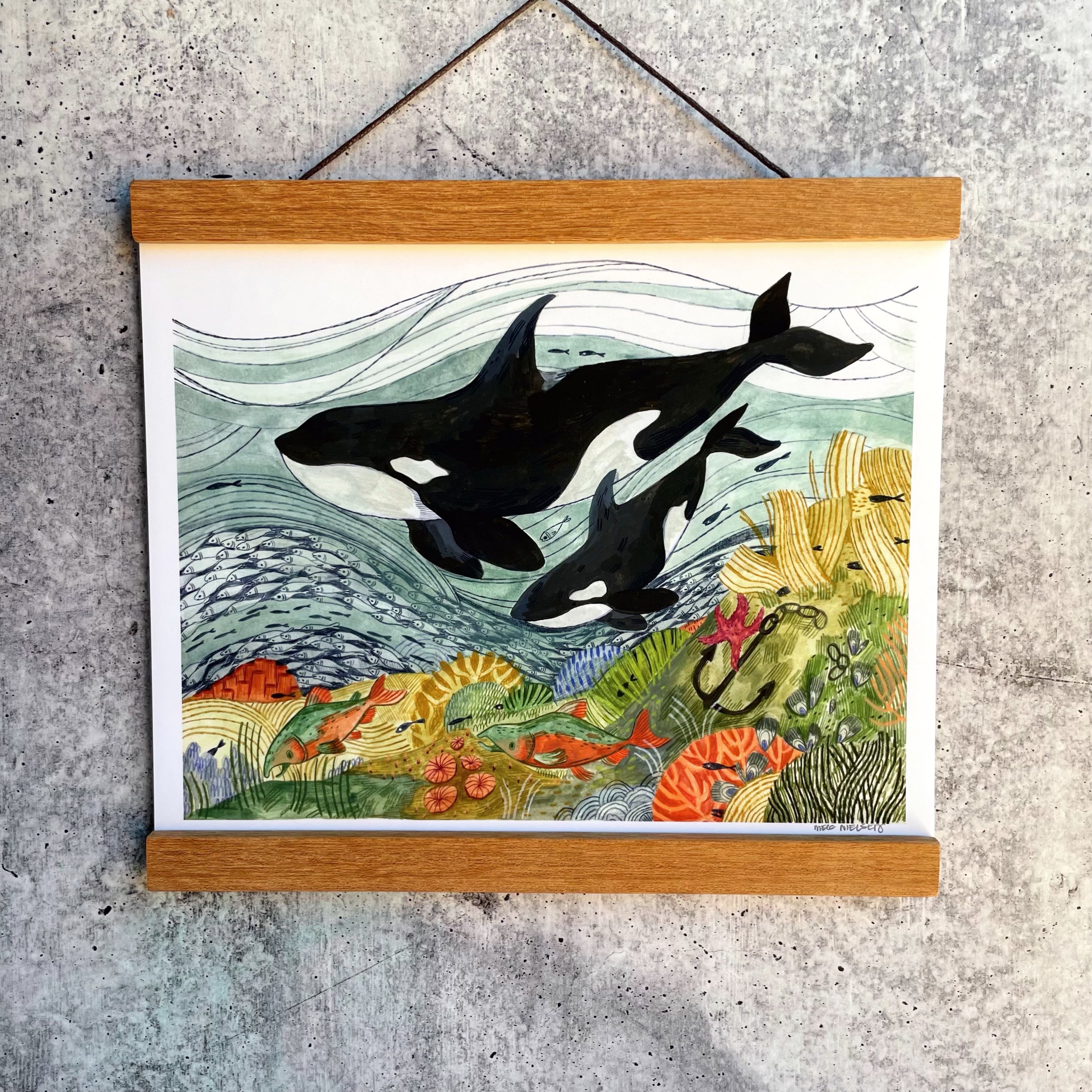 Ocean Orcas Print - Stunning Killer Whale Wall Art for Home & Office Decor - Perfect for Living Room, Bedroom, or Beach House Decoration