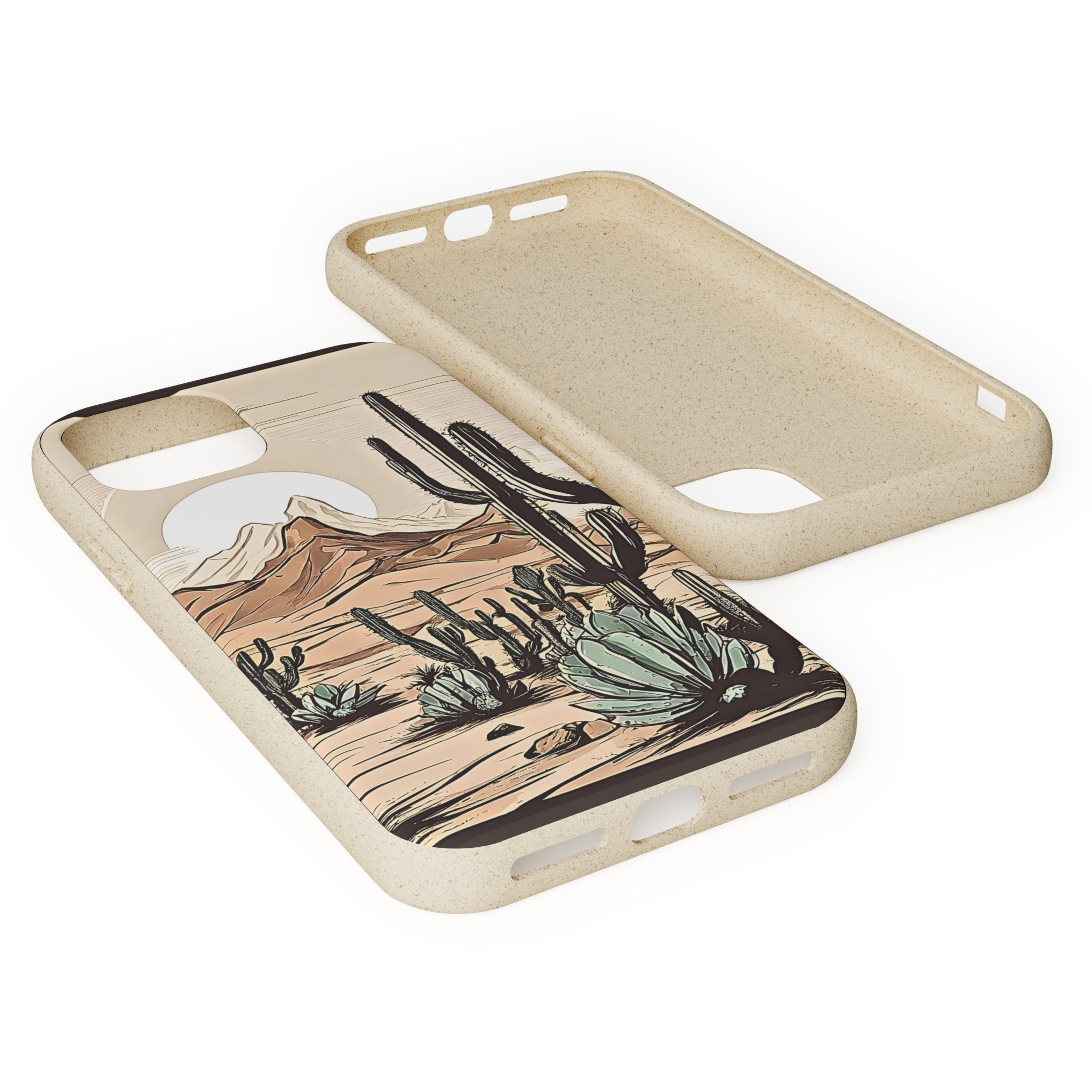 Eco-Friendly Biodegradable Phone Case with Rustic Desert & Cactus Print - Compatible with iPhone & Samsung | Sustainable Joshua Tree Design | Perfect Gift for Nature Lovers & Arizona Travelers