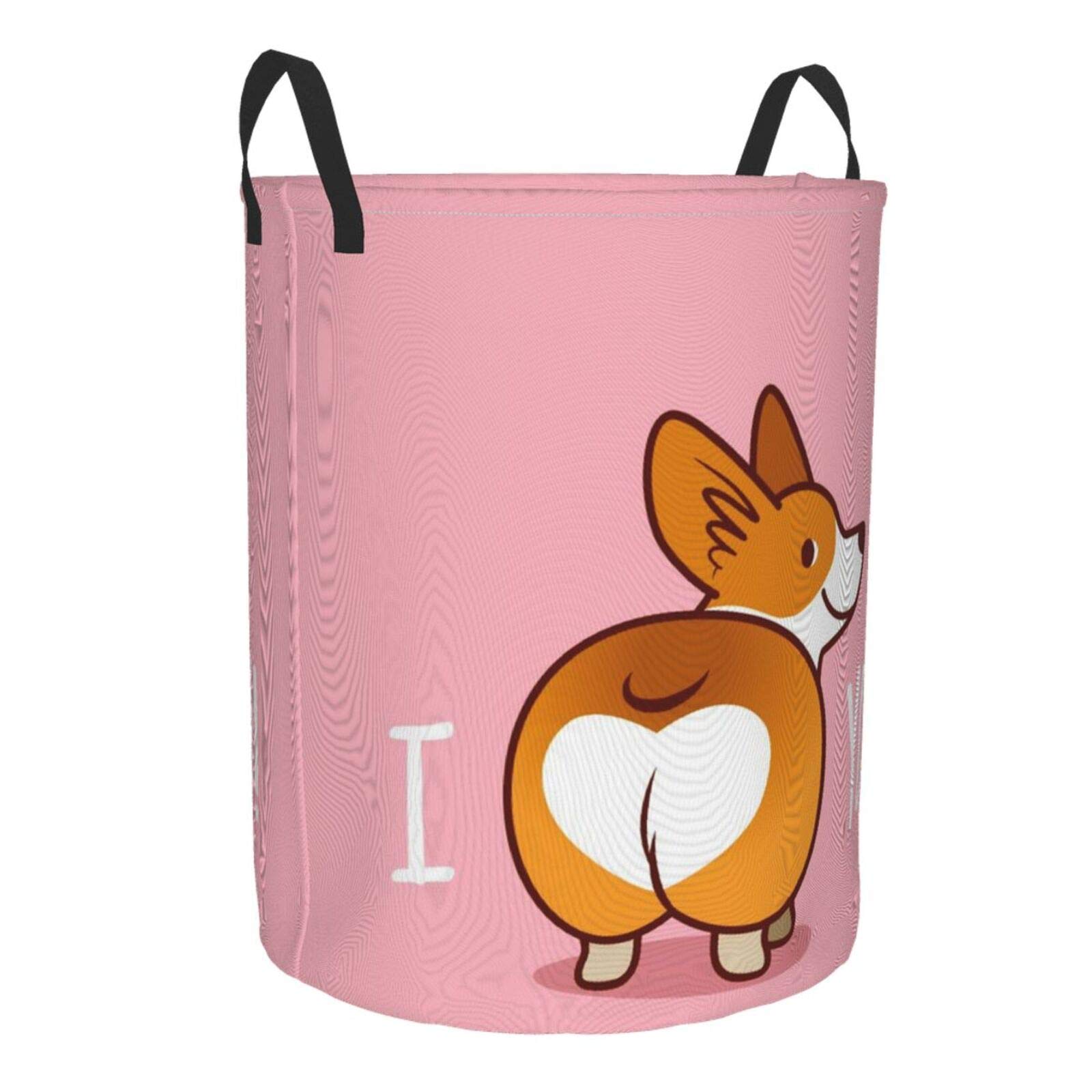 Corgi Bun Collapsible Laundry Basket with Handle - Waterproof Fabric Hamper for Clothes, Toys & Storage | Large Foldable Organizer Bin for Bathroom, Bedroom & Nursery | Perfect for Laundry, Playroom & Home Organization