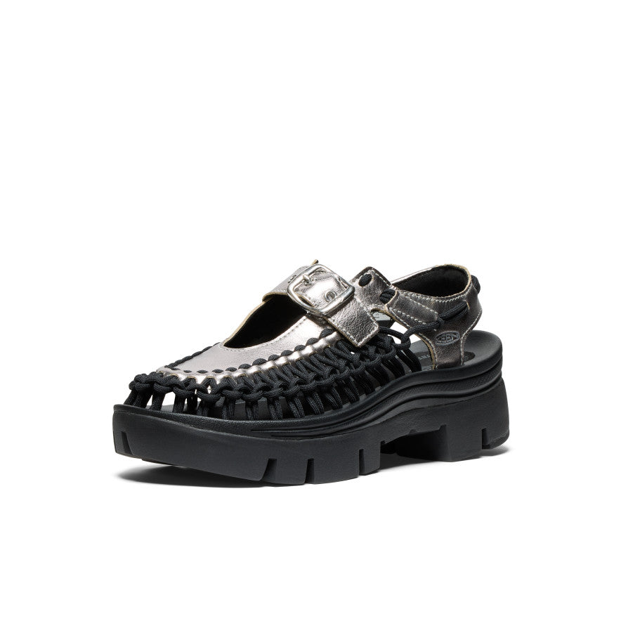Unisex UNEEK PLT Mary Jane Sneakers - Silver & Black | Comfortable Casual Shoes for Walking, Work & Everyday Wear