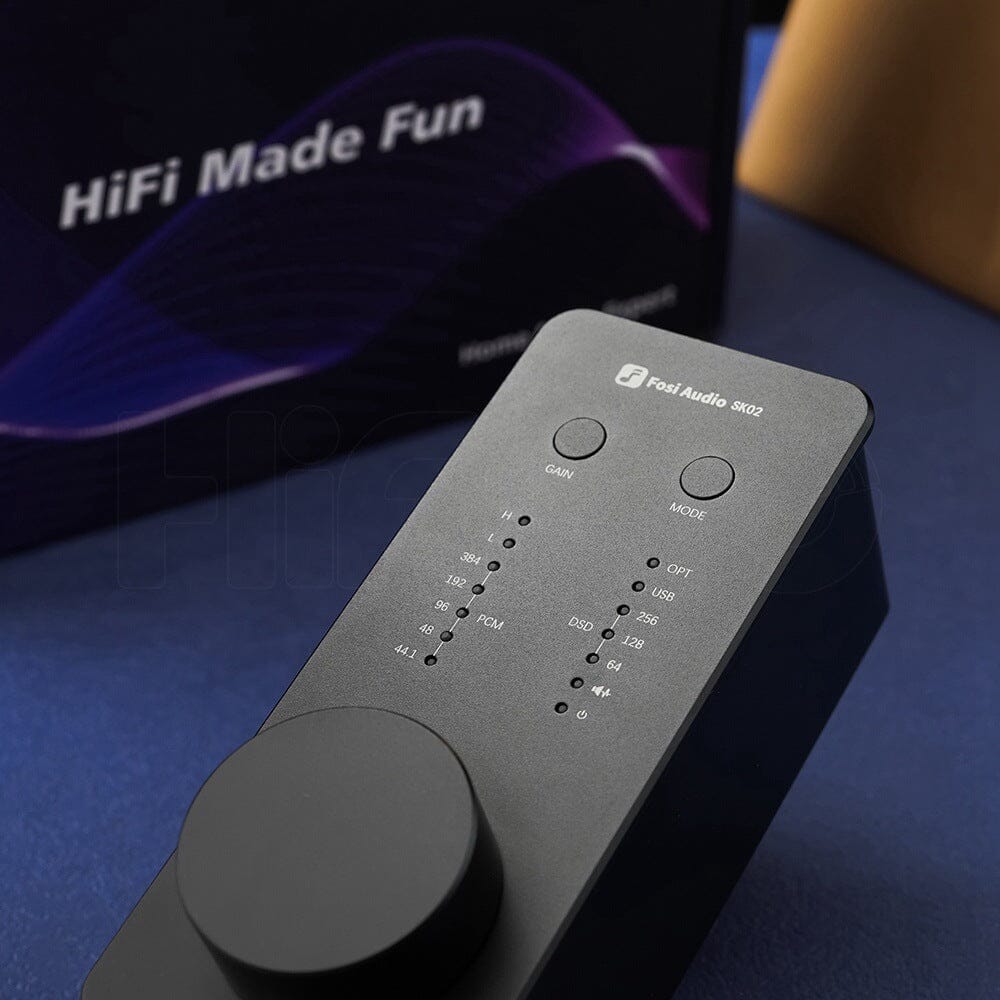 Fosi Audio SK02 ES9038Q2M Compact Desktop DAC & Headphone Amp - High-Resolution Audio for Home Office, Gaming & Music Studio