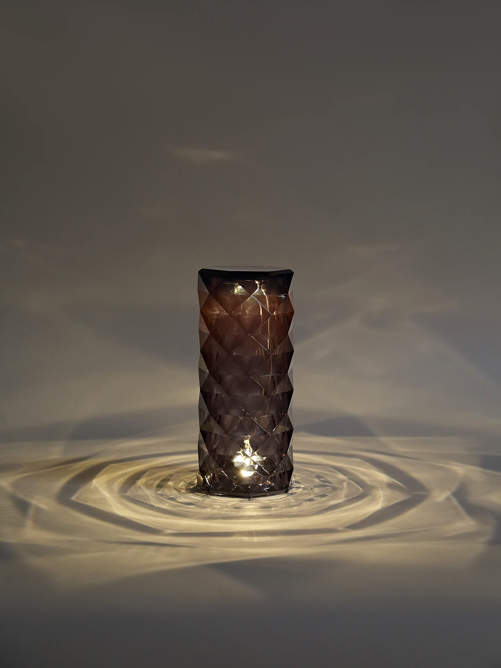 Rechargeable Crystal Table Lamp - Battery Powered Acrylic Diamond Rose Shade Nightstand Lamp, Atmosphere Bedside Lighting for Living Room, Bedroom, Dining Room, Kids Room, Office, Study, and Nursery (Black)