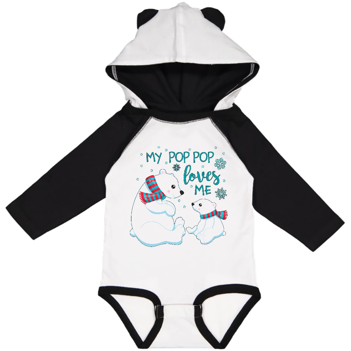 Inktastic My Pop Pop Loves Me - Adorable Polar Bears Baby Long Sleeve Bodysuit | Soft Cotton Creeper for Newborns & Infants | Perfect for Family Photos, Winter Outfits & Grandparents Day Gifts