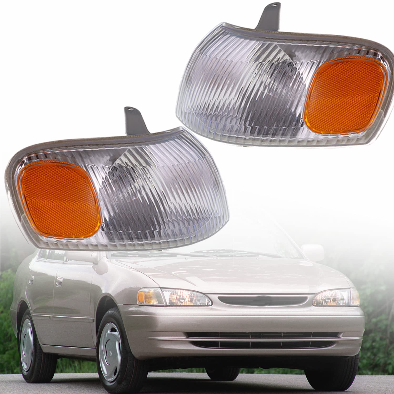 2-Pack Turn Signal Lights & Park Signal Corner Marker Lights Replacement for 1998-2000 Toyota Corolla (TO2520150, TO2521150) - Perfect for Night Driving & Enhanced Vehicle Safety