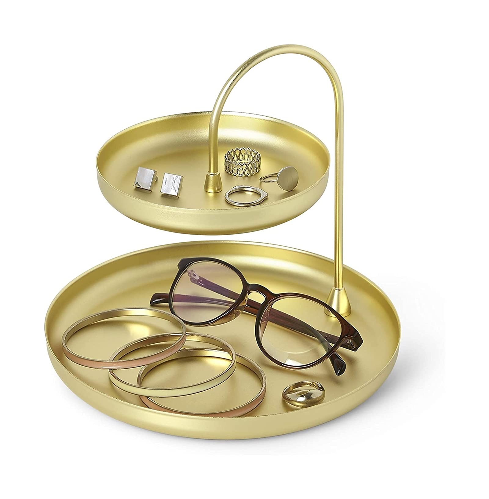 Vintage Metal Jewelry Tray - Large Two-Tiered Jewelry Organizer with Key Holder for Entryway Table | Stylish Jewelry Storage Solution for Necklaces, Rings & Watches | Perfect for Bedroom Dresser, Bathroom Counter or Gift Giving
