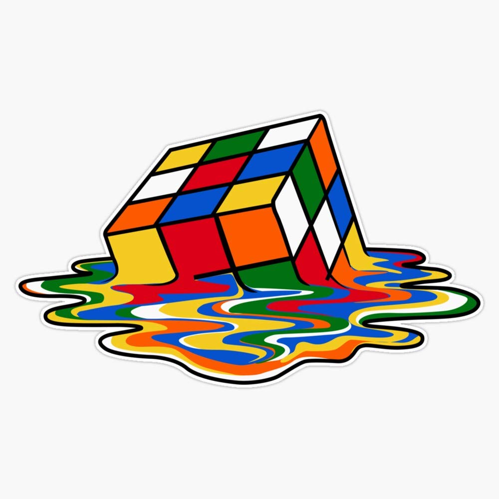 Melting Rubik's Cube Vinyl Sticker - Waterproof Decal for Car, Laptop, Wall, Window & Bumper - Cool Nerdy Gift Idea (5 Inch) - Perfect for Geeks, Puzzle Lovers & Office/College Decor