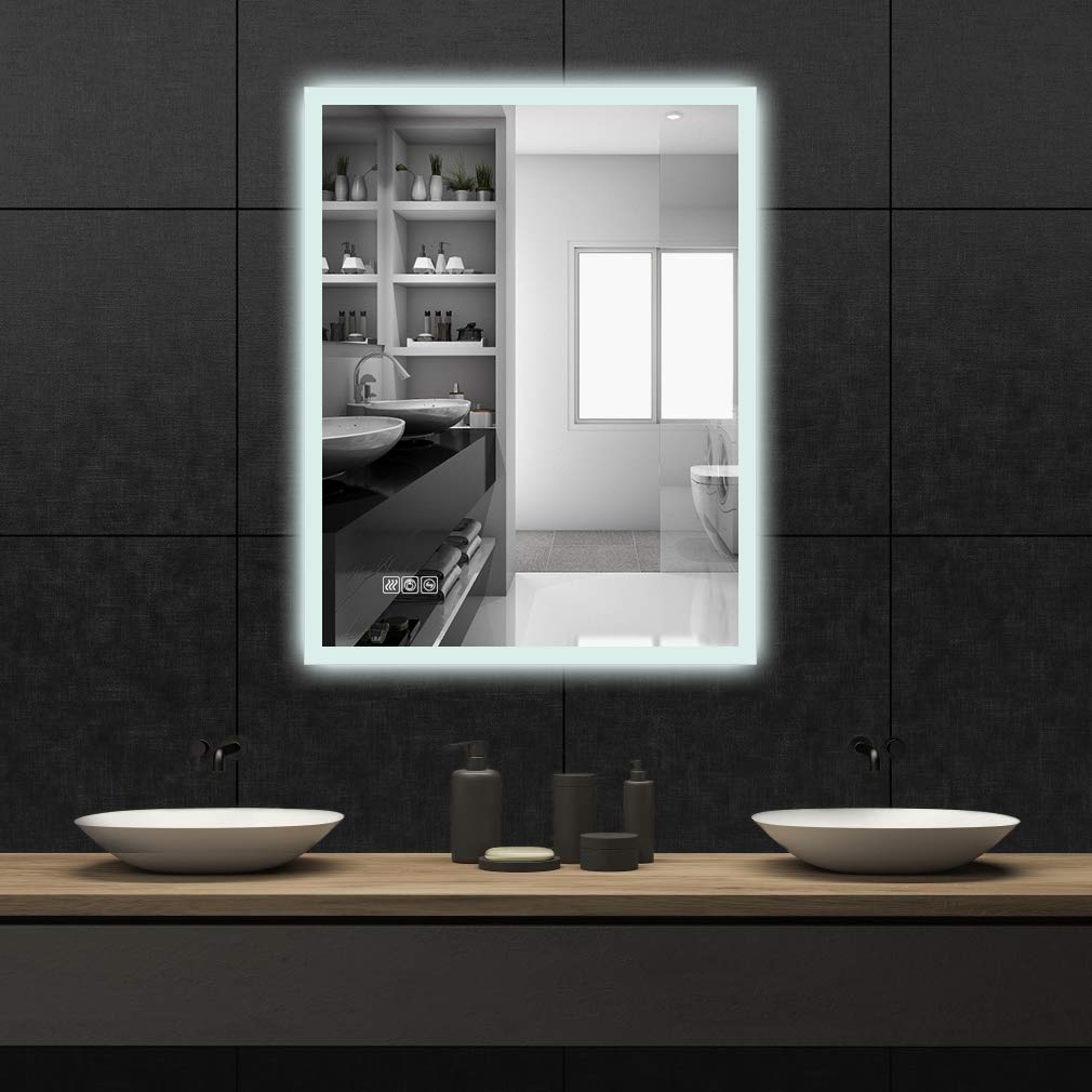 Wall-Mounted LED Bathroom Mirror with Anti-Fog & Smart Touch Control - Adjustable Brightness, Horizontal/Vertical Mount for Vanity Makeup & Shaving - Perfect for Modern Bathrooms, Dressing Rooms & Home Decor