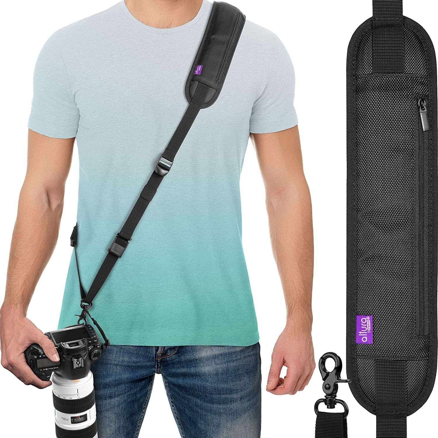 Altura Photo Camera Neck Strap with Quick Release & Safety Tether - Comfortable Adjustable DSLR Camera Strap for Nikon, Canon, Sony - Perfect for Travel, Hiking & Outdoor Photography