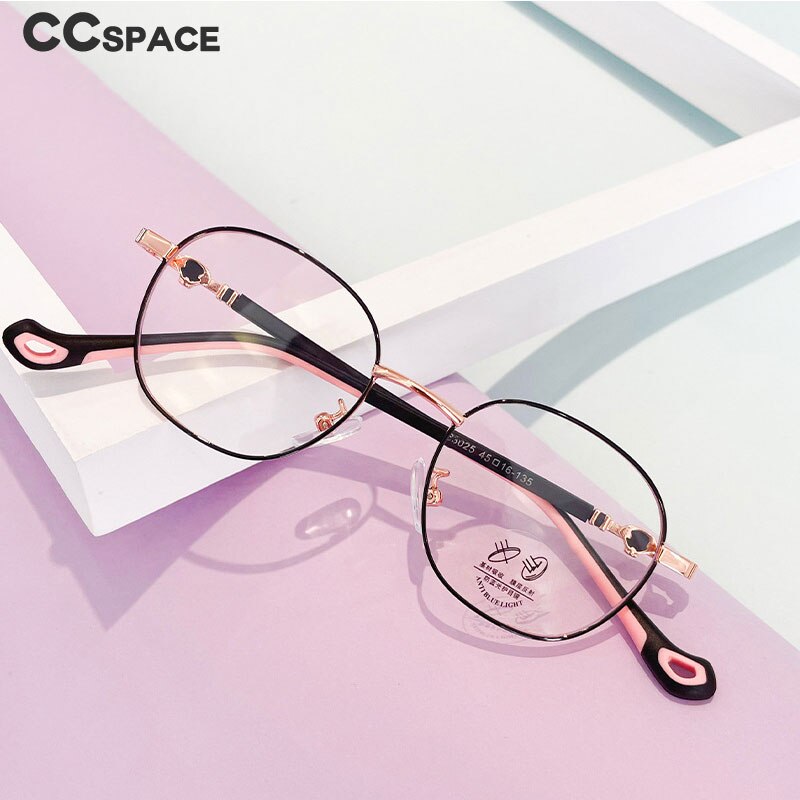 CCspace Unisex Youth Full Rim Oval Alloy Eyeglasses 56566 - Trendy Lightweight Frames for Teens & Kids - Perfect for School, Reading & Daily Wear