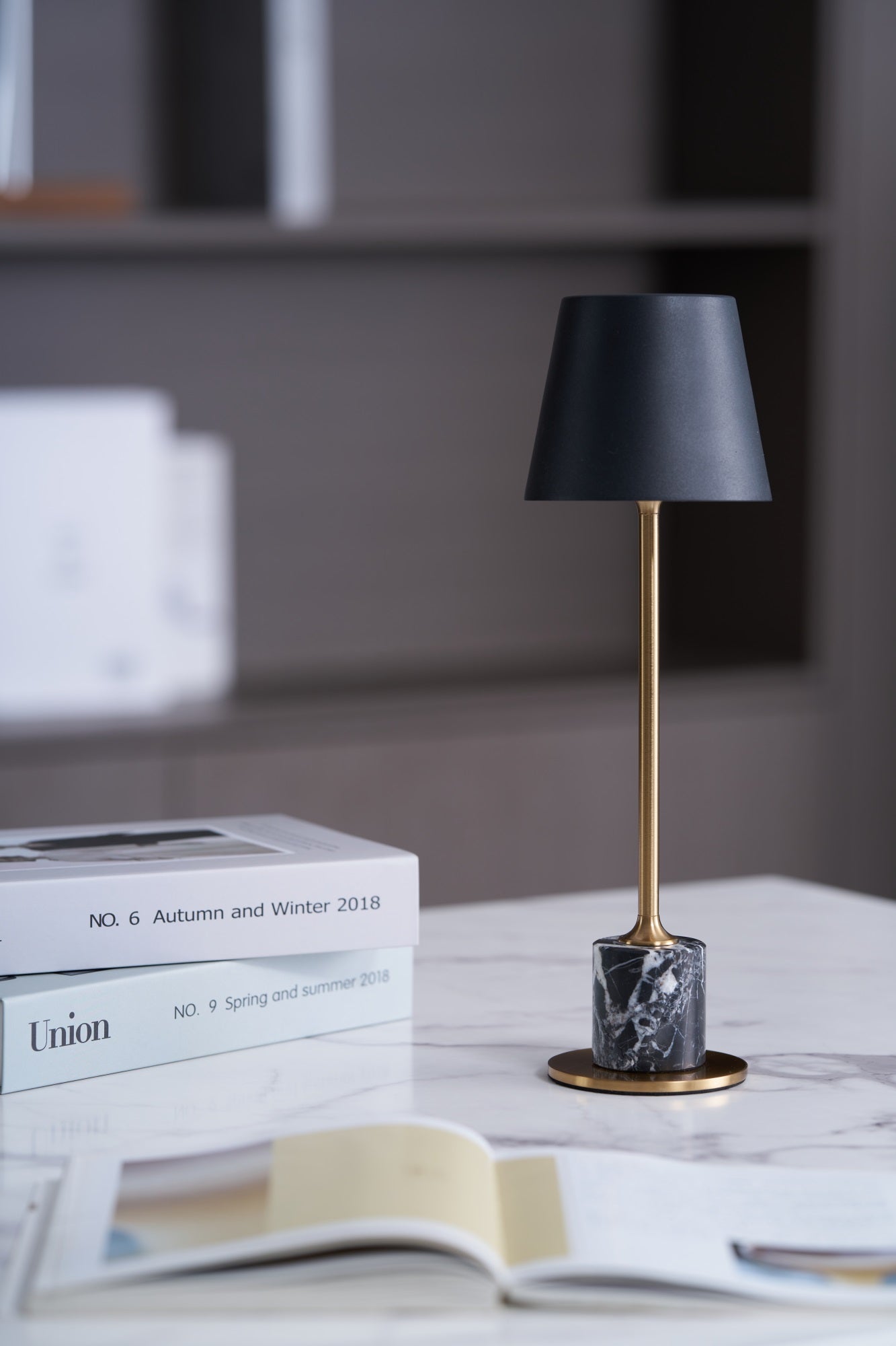 Lirio Mini Marble Table Lamp - Elegant Nightstand & Bedside Lighting for Bedroom, Living Room, Office Decor