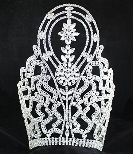 10 Inch Beauty Queen Crown Tiara - Clear Austrian Rhinestone Crystal Pageant Headpiece for Women (T1415) | Perfect for Pageants, Weddings, Prom & Special Events