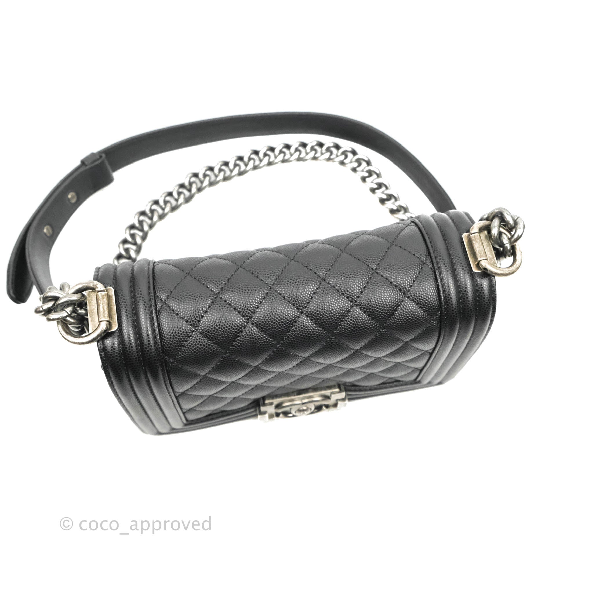 Chanel Boy Quilted Small Handbag Black Caviar Leather with Ruthenium Hardware - Perfect for Evening Events, Parties & Luxury Fashion Accessories