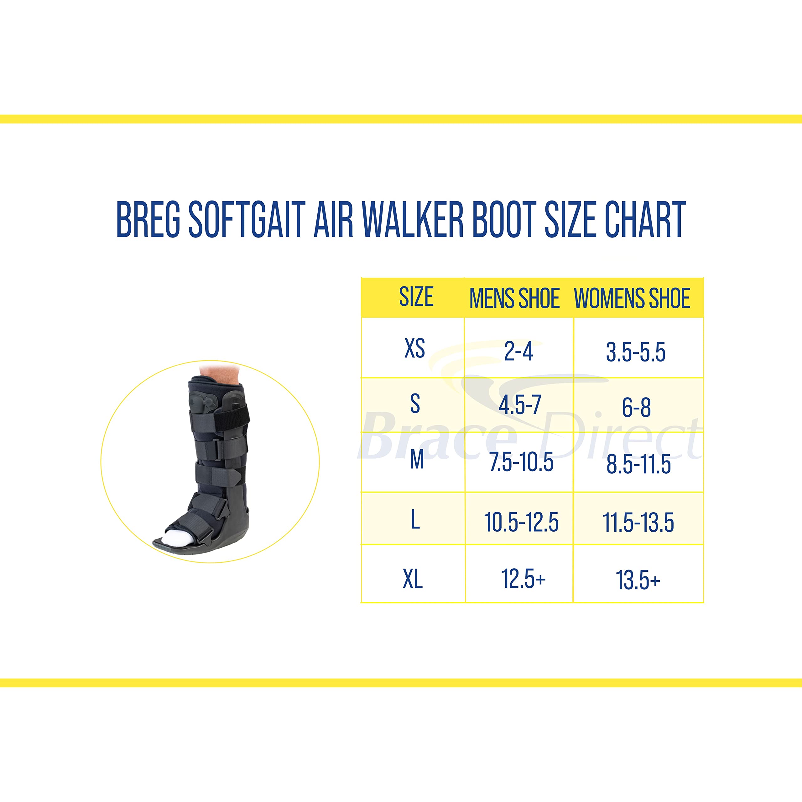 Breg SoftGait Air Walker Boot Tall Small - Adjustable Ankle Support Brace for Foot & Ankle Injuries - Ideal for Sprains, Fractures, Post-Surgery Recovery & Mobility Assistance