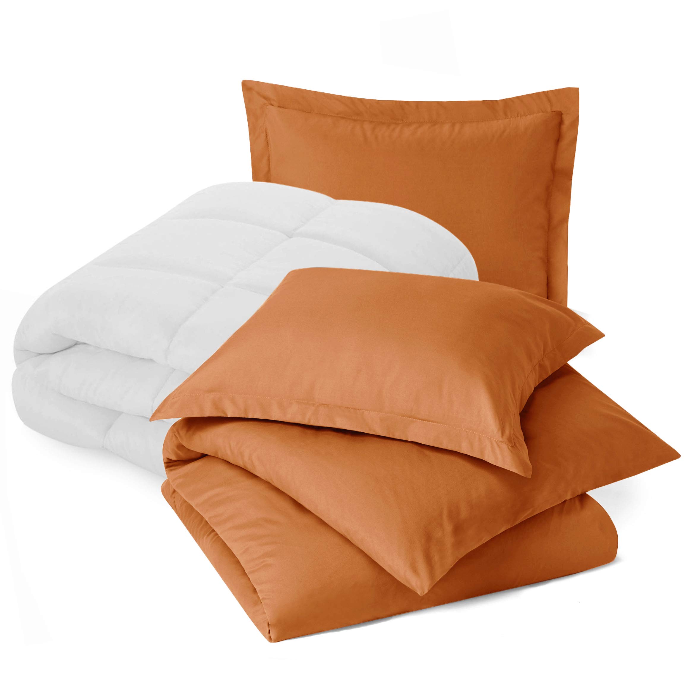 Premium King Size Bedding Set - Microfiber Comforter, Duvet Cover & 2 Pillow Shams in Rust Color - Soft & Breathable Luxury Bedding for Master Bedroom, Guest Room or Dorm - Easy Care & Wrinkle Resistant