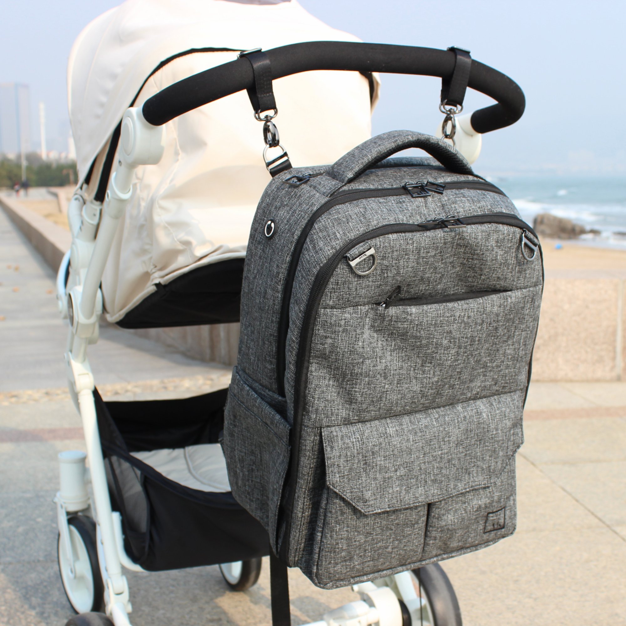 Large Multifunctional Diaper Backpack for Moms - Waterproof Baby Bag with Stroller Straps - Perfect for Family Travel, Daycare & Outdoor Adventures