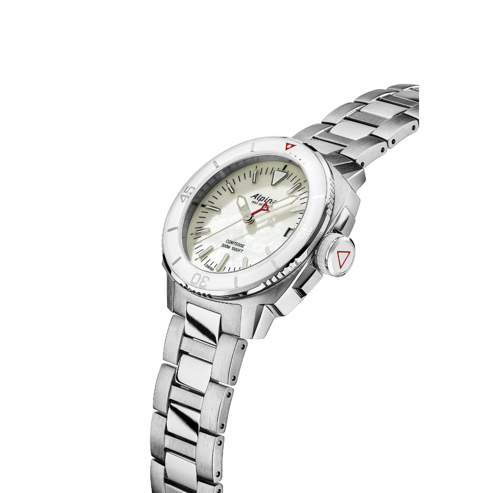 ALPINA SeaStrong Diver Comtesse AL 240MPW2VC6B Women's Luxury Dive Watch - Waterproof 200M, Stainless Steel, Swiss Made - Perfect for Scuba Diving, Swimming & Everyday Wear