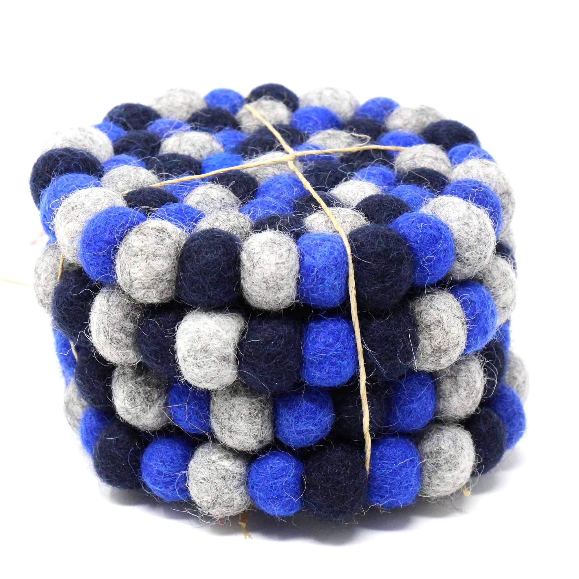 Handmade Felt Ball Wool Coasters from Nepal - 4