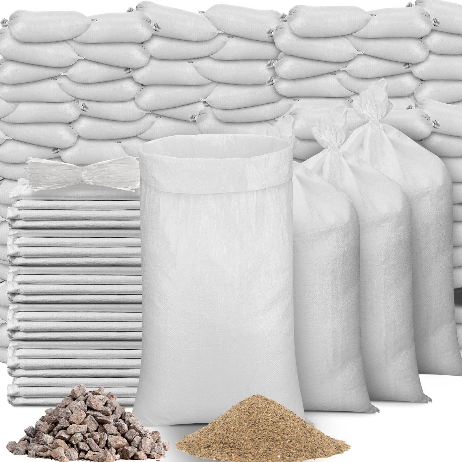 200 Pcs Heavy Duty White Woven Polypropylene Sand Bags - 18