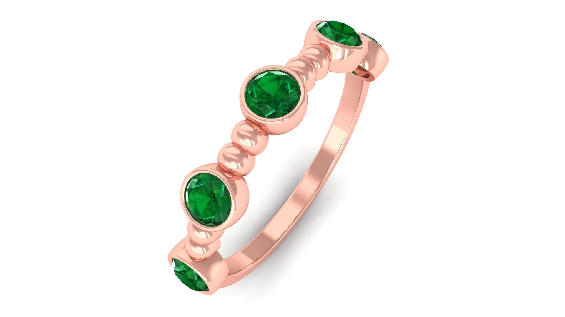 1/2 CT Minimalist Emerald Five Stone Ring - 14K Solid Gold Bezel Set May Birthstone Ring for Women - Elegant Beaded Gold Ring for Everyday Wear, Anniversary & Gift - Perfect for Weddings, Engagements, Birthdays, Mother's Day, Valentine's Day - Ideal for Office, Date Night, Formal Events, Parties & Romantic Dinners - Stylish Jewelry for Work, Celebrations & Special Moments - Great for Casual Outings, Bridal Showers, Cocktail Parties & Holiday Gifts